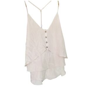 HUNTER DIXON Lavender Purple Ruffle Button Camisole Tank Top Blouse Cami XS